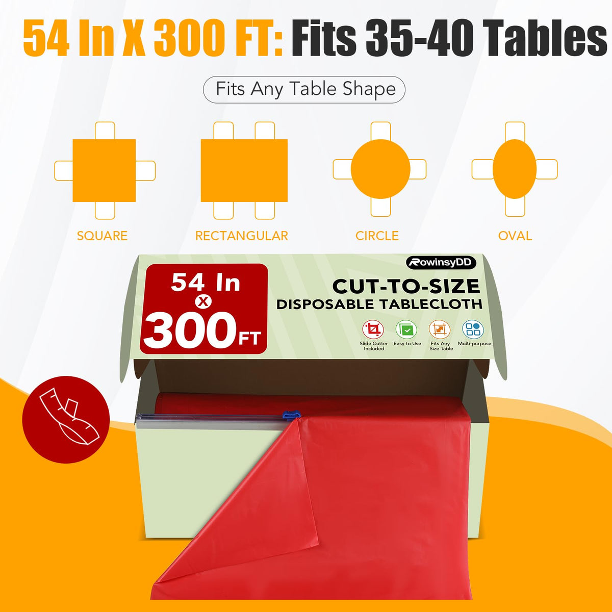 RowinsyDD red plastic tablecloth close-up shows heavy-duty, opaque durability