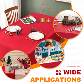 RowinsyDD outdoor picnic setup with red disposable tablecloth protecting surfaces.