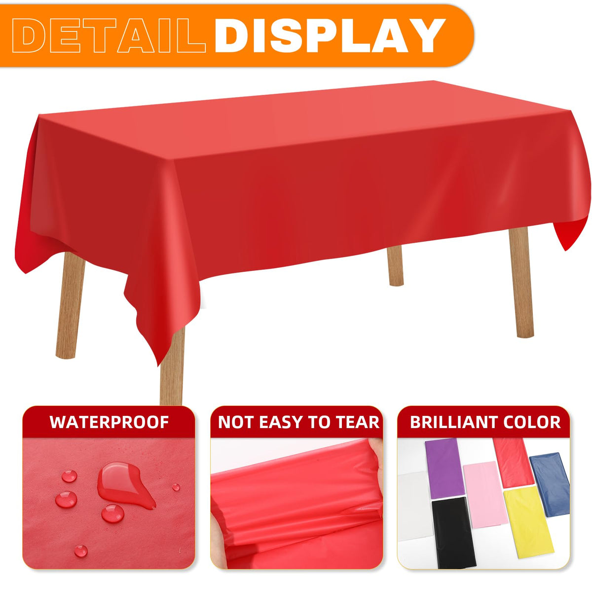RowinsyDD rectangle tablecloth placed on a dining table for a tidy setup.