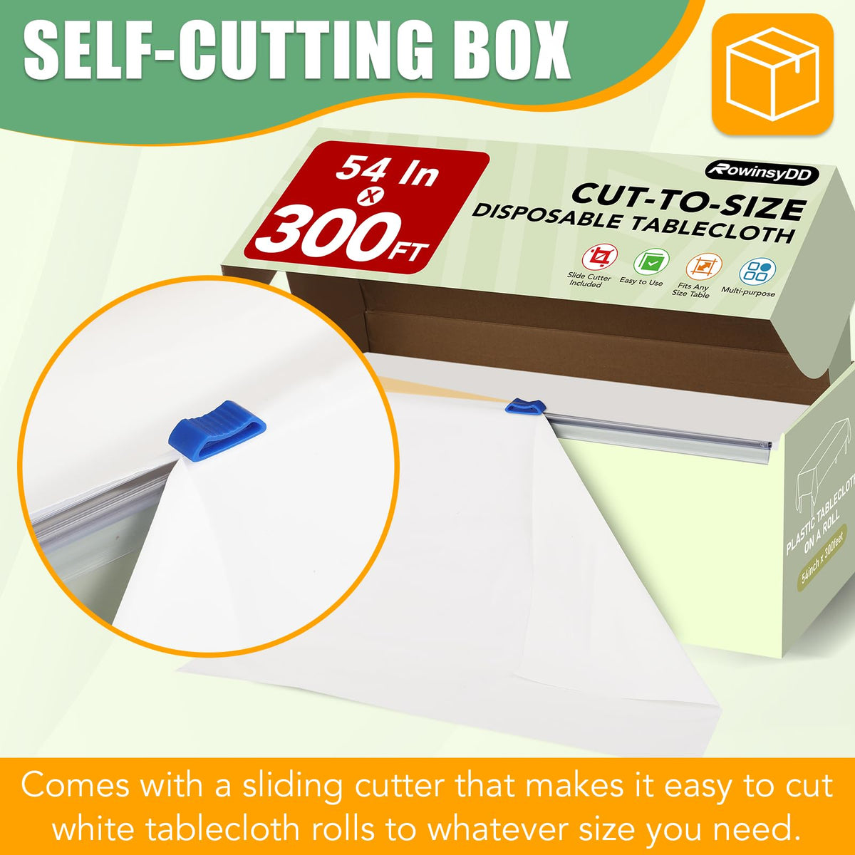 RowinsyDD slide cutter box shown for precise, snag-free cuts.