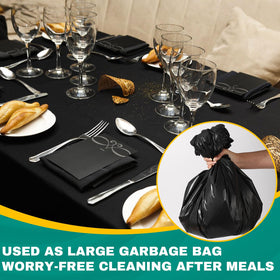 RowinsyDD stain-resistant tablecloth keeps surfaces clean at a buffet setup.