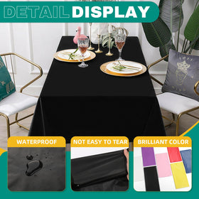 RowinsyDD waterproof plastic tablecloth protects the table during an outdoor event.