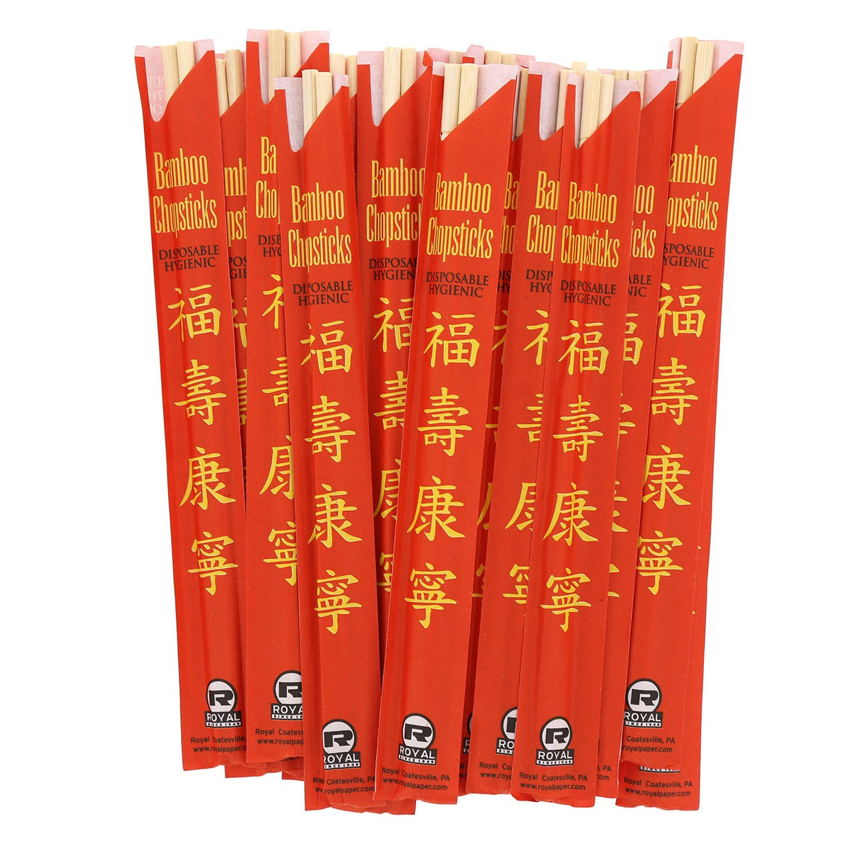 Close-up of Royal Premium bamboo chopsticks showing natural texture and quality.