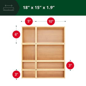 ROYAL CRAFT WOOD eight-piece drawer storage trays neatly separate items in any drawer.