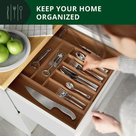 ROYAL CRAFT WOOD 9-slot silverware tray keeping flatware neatly organized and accessible.