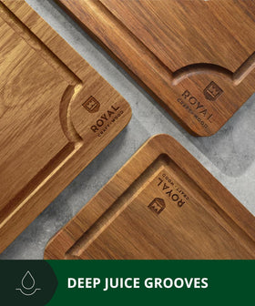 Royal Craft Wood acacia board sustainably sourced with warm tones.