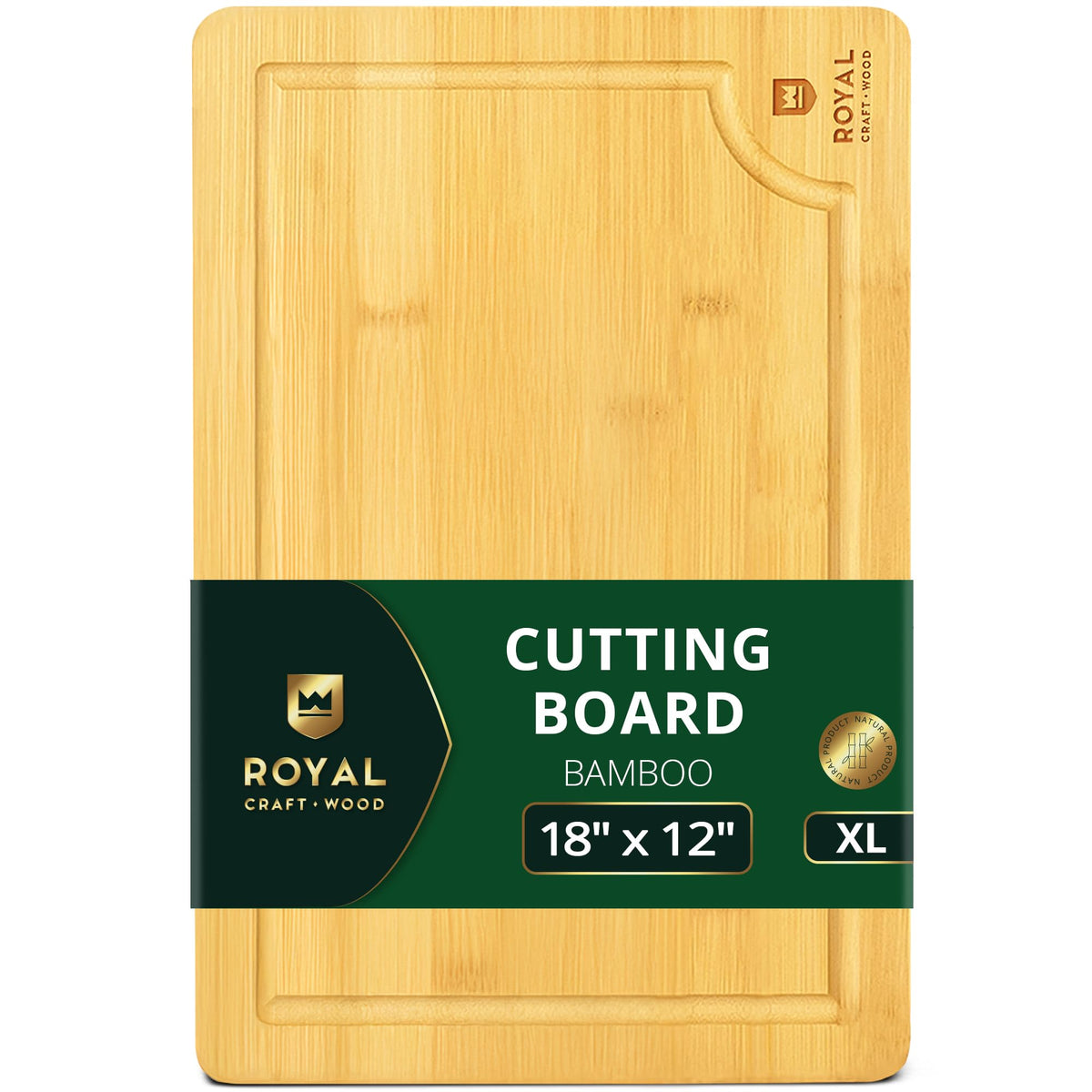ROYAL CRAFT WOOD bamboo cutting board top view, sturdy prep surface.