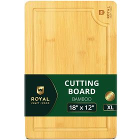 ROYAL CRAFT WOOD bamboo cutting board top view, sturdy prep surface.