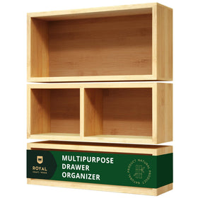ROYAL CRAFT WOOD bamboo drawer organizer 3-piece set in a drawer for organized storage