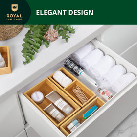 ROYAL CRAFT WOOD bamboo drawer organizer for bathroom essentials and cosmetics