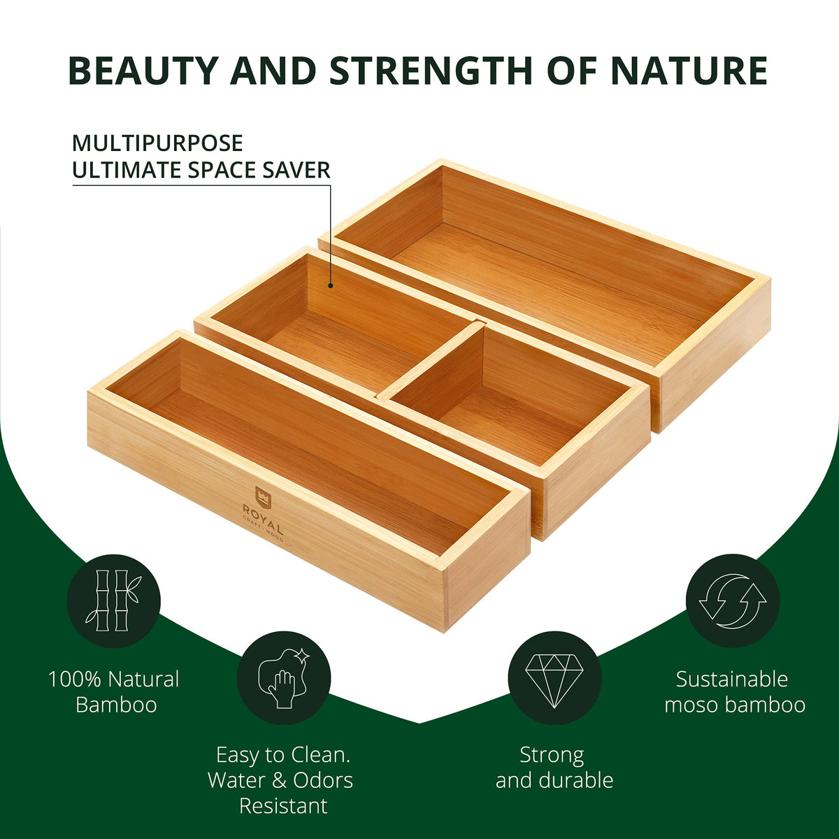 ROYAL CRAFT WOOD bamboo desk organizer for stationery and office supplies