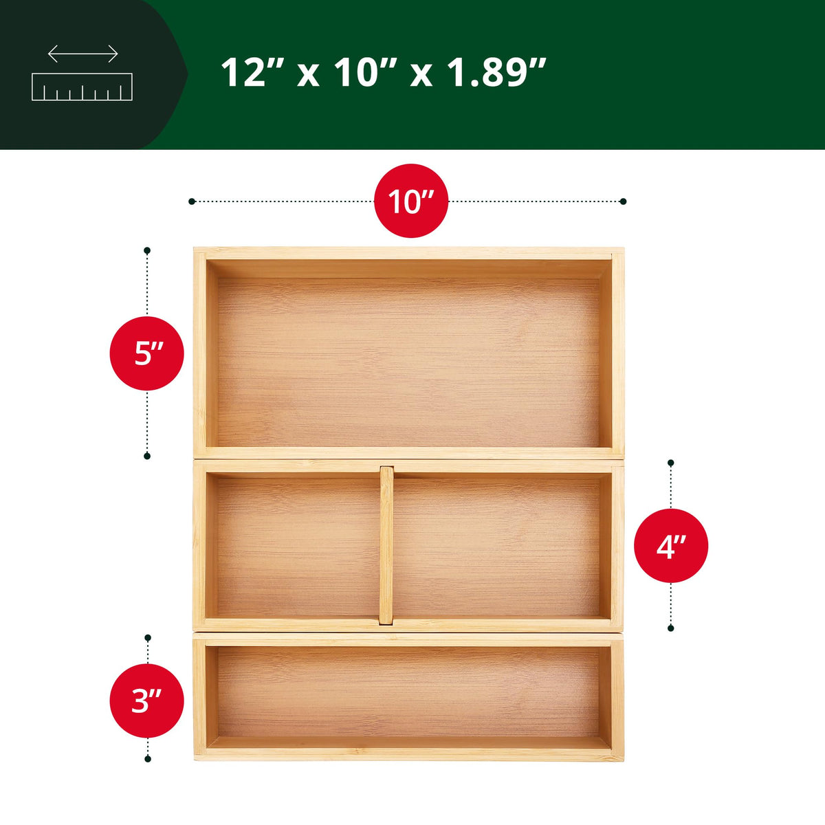ROYAL CRAFT WOOD small-bin bamboo divider for kitchen or desk organization