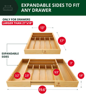 ROYAL CRAFT WOOD bamboo silverware tray keeps utensils neatly organized and easy to access