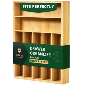 ROYAL CRAFT WOOD bamboo utensil rack with seven slots keeps silverware organized.