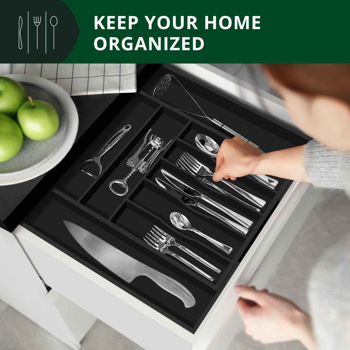 Royal Craft Wood black utensil holder helps you grab needed items quickly