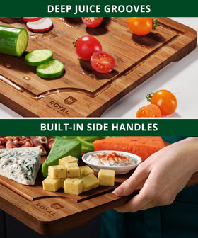 ROYAL CRAFT WOOD board with deep juice groove to catch spills.