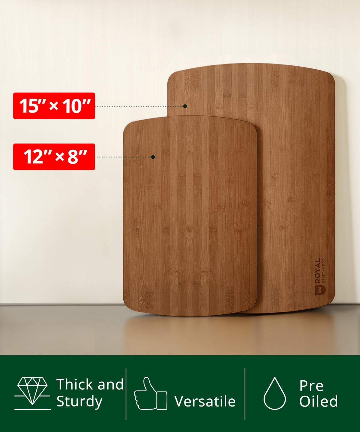 ROYAL CRAFT WOOD board shows deep juice groove catching liquids