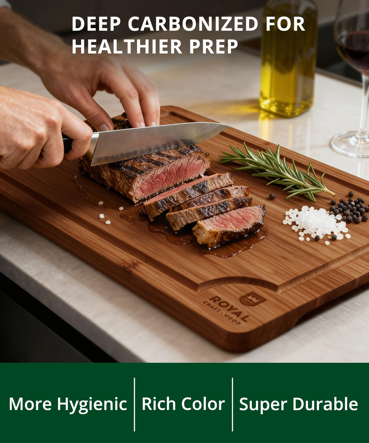 ROYAL CRAFT WOOD surface is knife-friendly to protect blades.