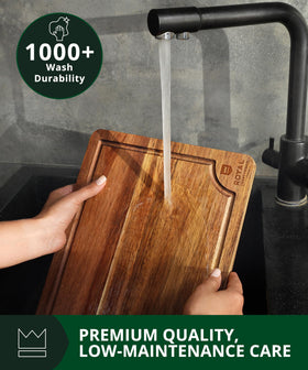 Royal Craft Wood cutting board with knife-friendly surface for smooth slicing.