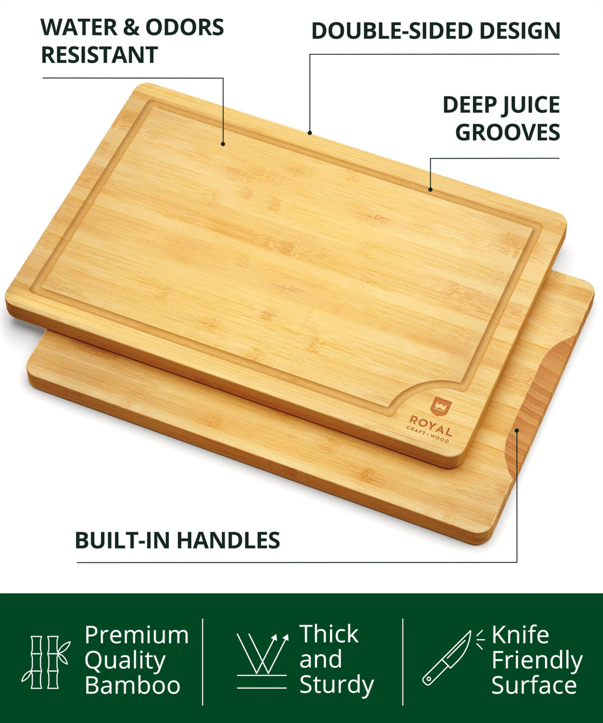 ROYAL CRAFT WOOD board with deep juice grooves to catch liquids