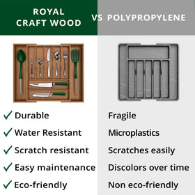 ROYAL CRAFT WOOD durable bamboo construction supports long-lasting drawer organization.