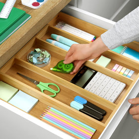 ROYAL CRAFT WOOD expandable drawer organizer adjustable from three to five compartments