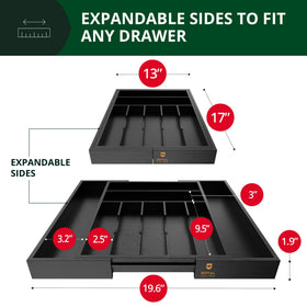 Royal Craft Wood expandable silverware tray in black keeps flatware within easy reach