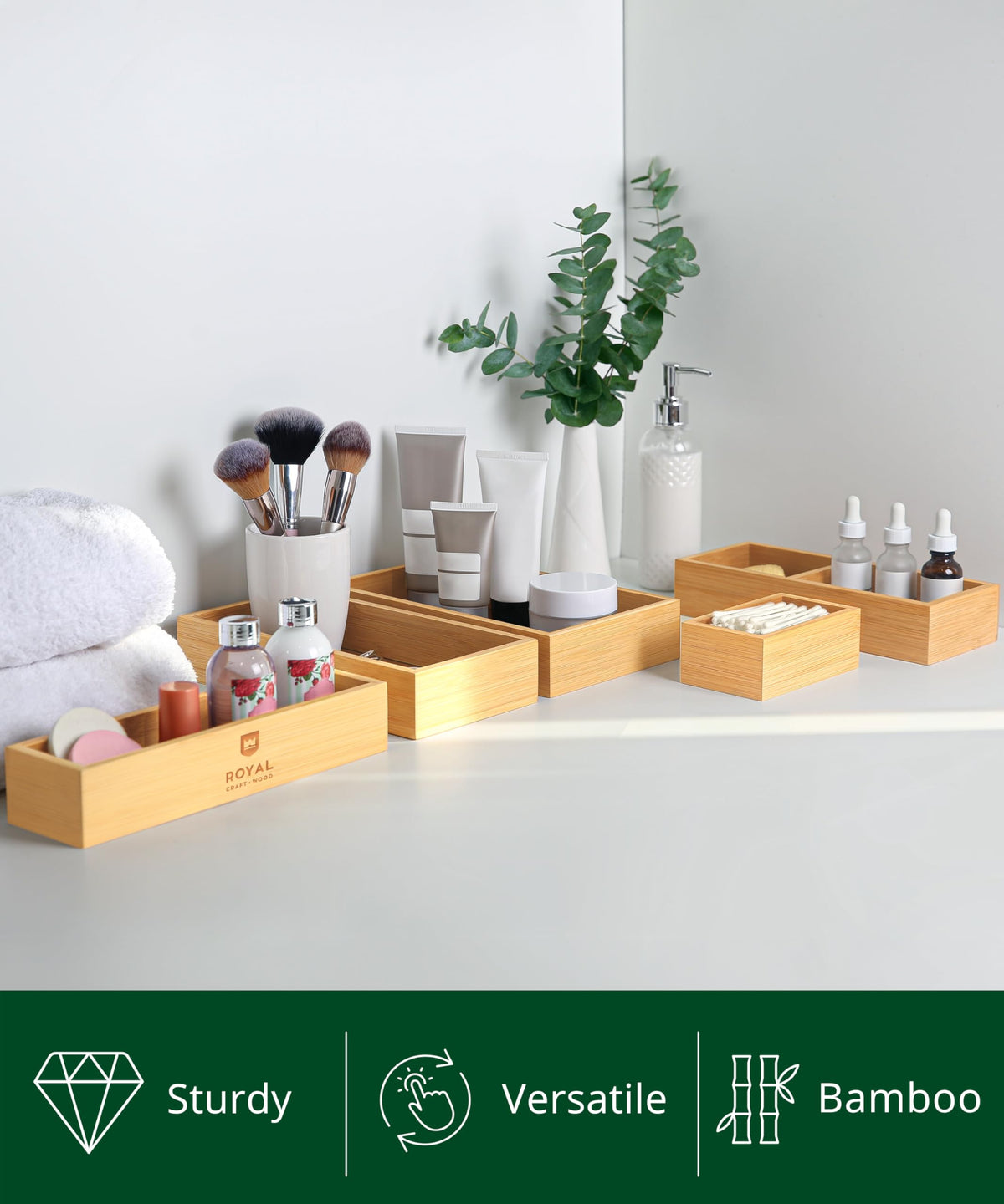 ROYAL CRAFT WOOD jewelry organizer trays prevent tangles and maximize visibility.
