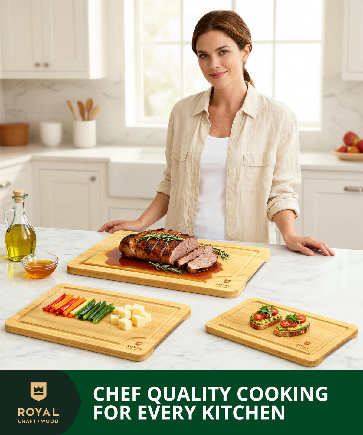 ROYAL CRAFT WOOD knife friendly surface preserves blade sharpness.