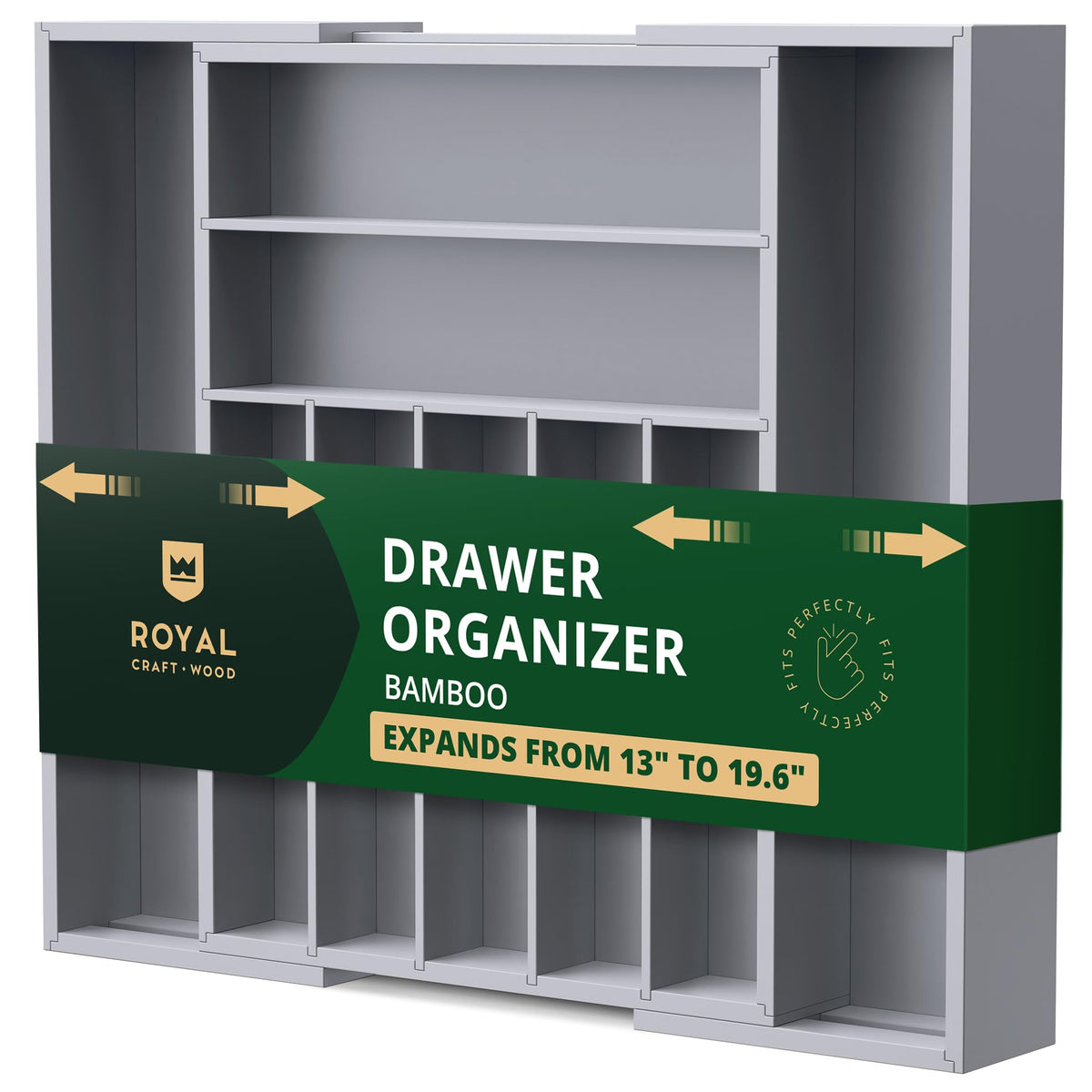 ROYAL CRAFT WOOD bamboo drawer organizer expanded to fit wider drawers for tidy storage