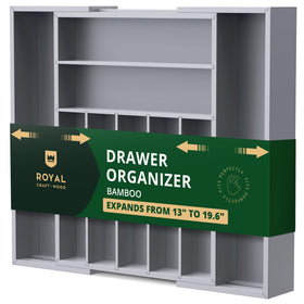 ROYAL CRAFT WOOD bamboo drawer organizer expanded to fit wider drawers for tidy storage