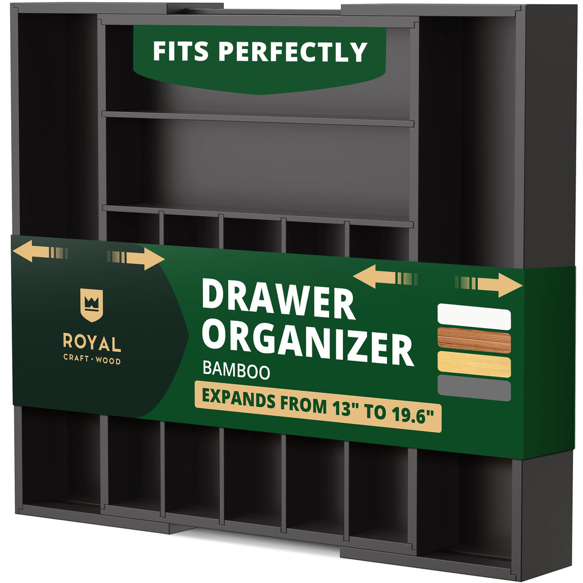 Royal Craft Wood luxury bamboo drawer organizer for a tidier kitchen drawer