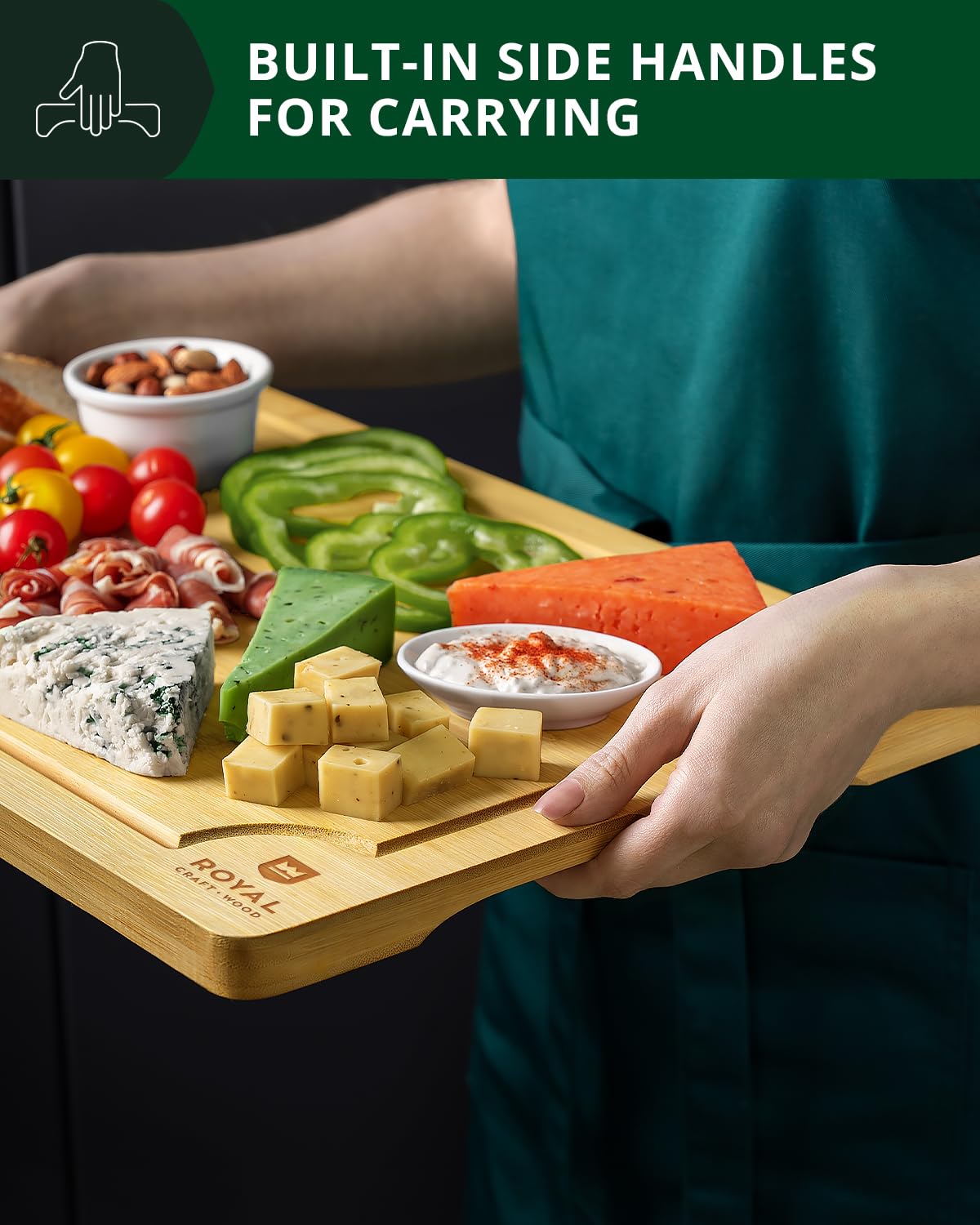 ROYAL CRAFT WOOD meat prep board keeps proteins organized