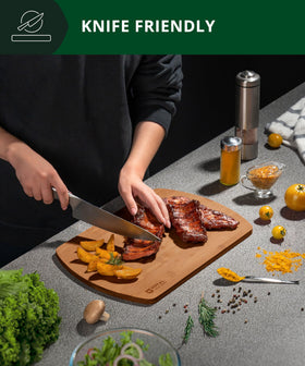 ROYAL CRAFT WOOD dual-board setup supports meat and vegetables prep