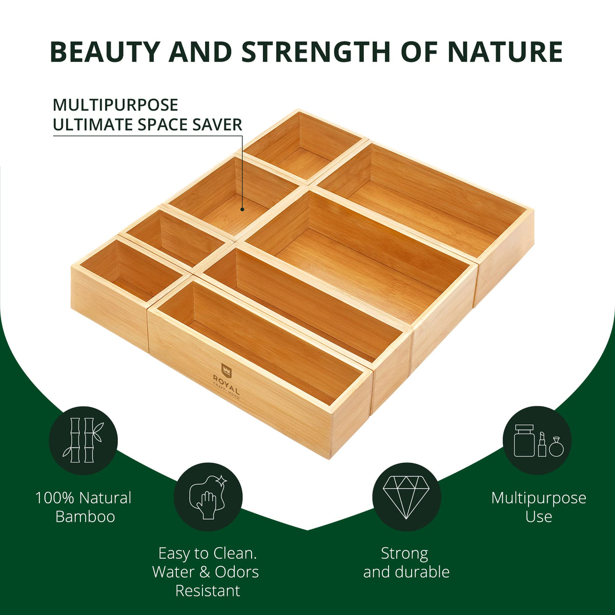 ROYAL CRAFT WOOD multi-functional storage boxes keep small accessories tidy and accessible.