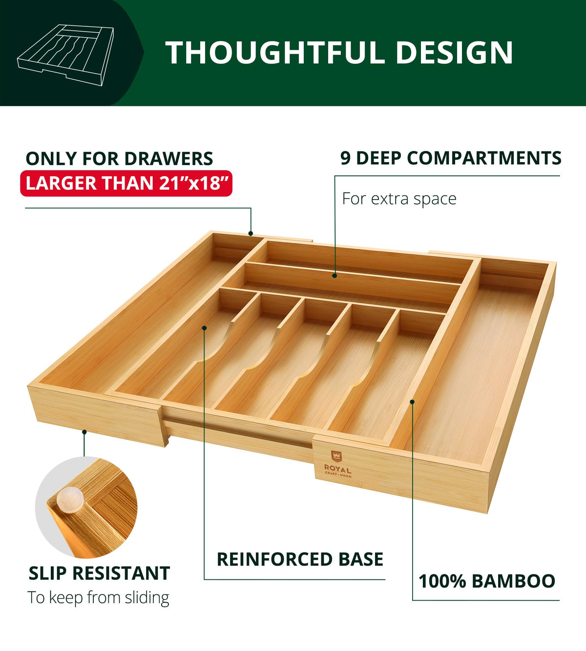 ROYAL CRAFT WOOD multi-use organizer for office, dresser, or craft items