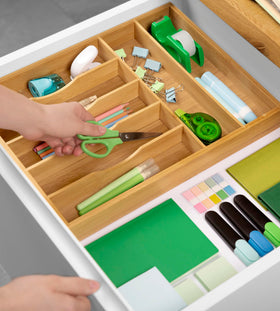 Versatile tray fits office, vanity, or craft supplies.