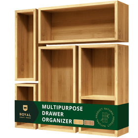 ROYAL CRAFT WOOD premium bamboo decorative boxes arranged as a versatile storage set