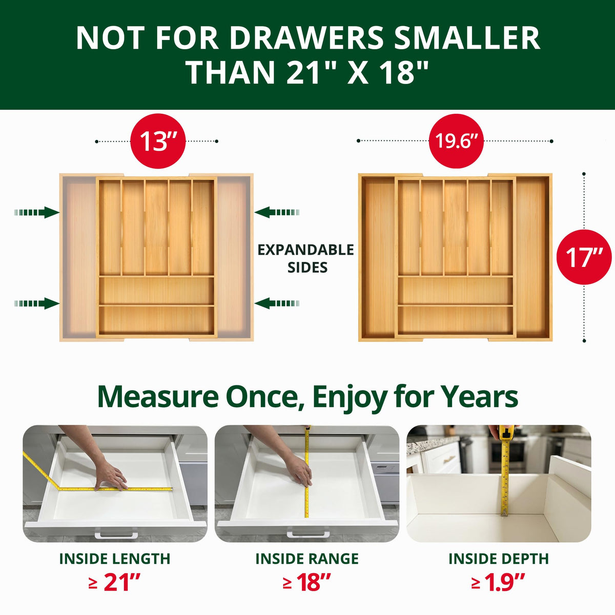 ROYAL CRAFT WOOD silverware organizer in a drawer for quick access