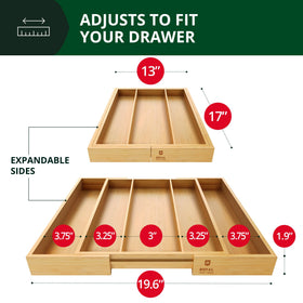 ROYAL CRAFT WOOD silverware tray with grooved dividers for easy access