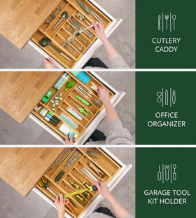 ROYAL CRAFT WOOD cutlery tray keeps spoons and forks visible for cooking