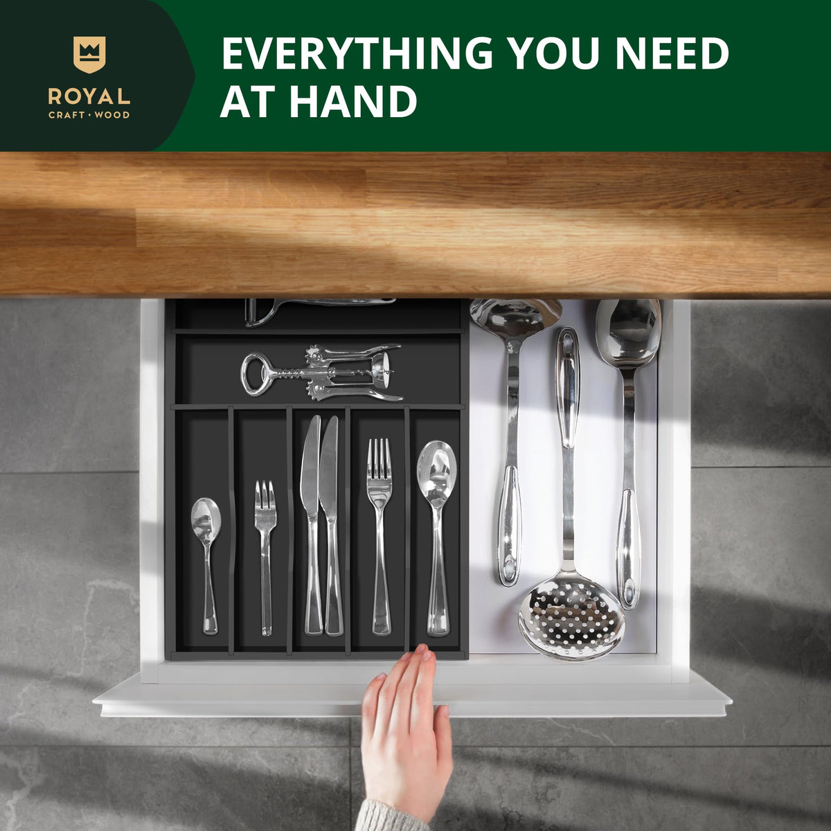Royal Craft Wood utensil holder puts kitchen tools within easy reach.