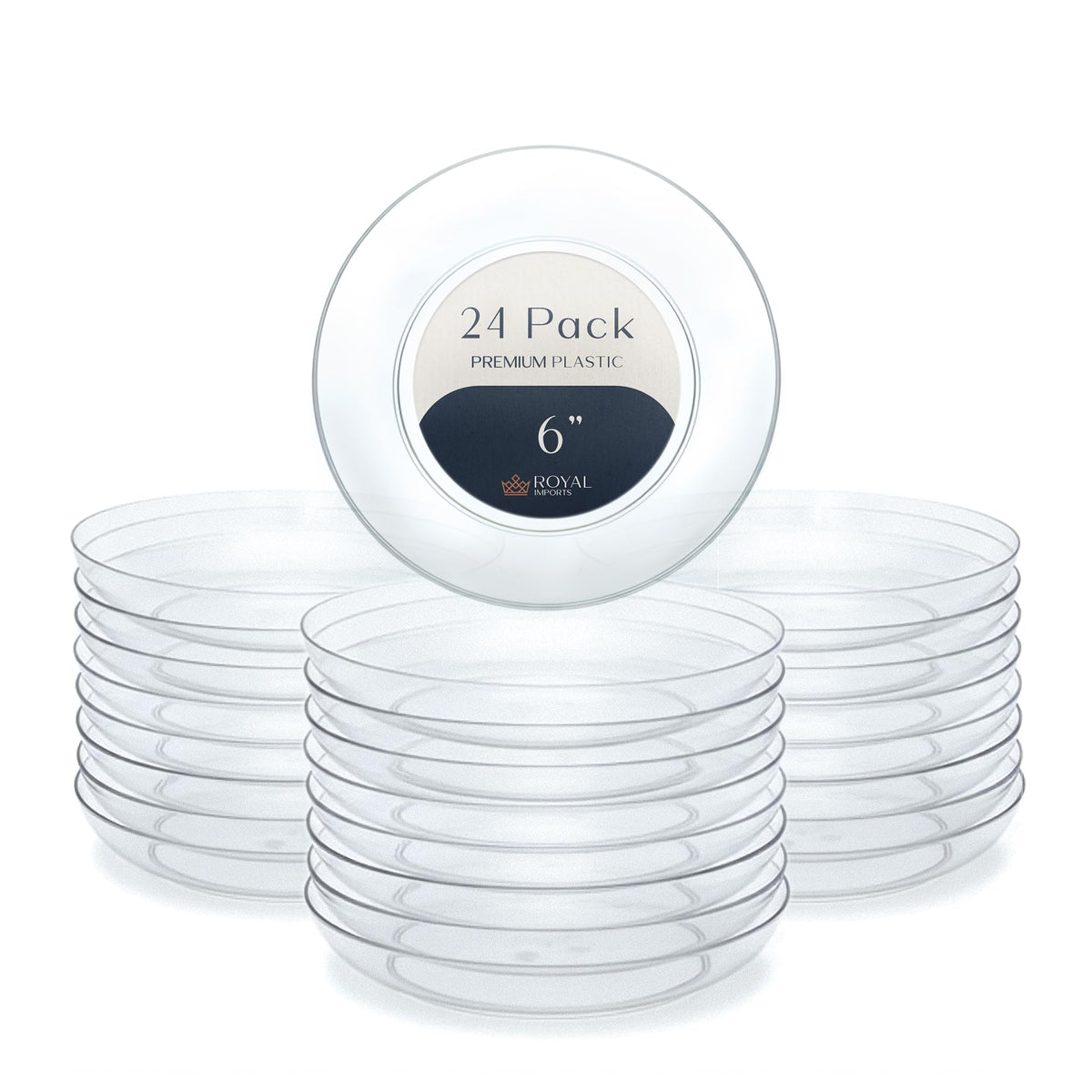 Royal Imports 6-inch clear plastic saucer drip tray for crystal-clear floral displays with water support.