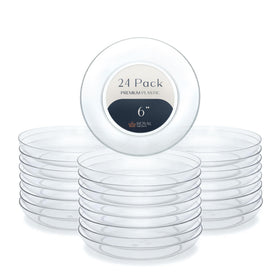 Royal Imports 6-inch clear plastic saucer drip tray for crystal-clear floral displays with water support.