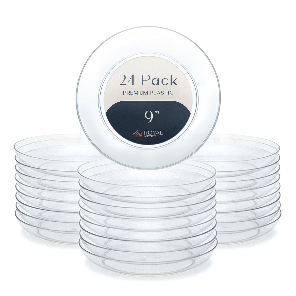 Royal Imports 9-inch clear plastic saucer drip tray for table decor and centerpieces