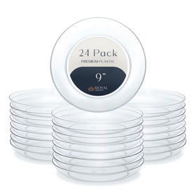 Royal Imports 9-inch clear plastic saucer drip tray for table decor and centerpieces