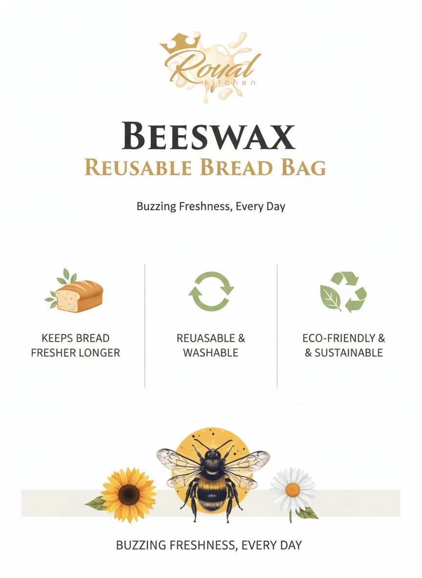 Royal Kitchen beeswax bread bag suitable for fridge and freezer storage