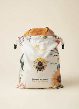 Royal Kitchen beeswax bread bag interior shows breathable lining for longer freshness