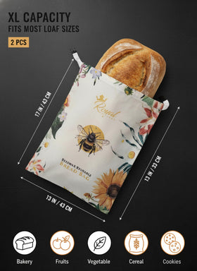 Royal Kitchen beeswax bread bag with sourdough loaf preserves crust and aroma
