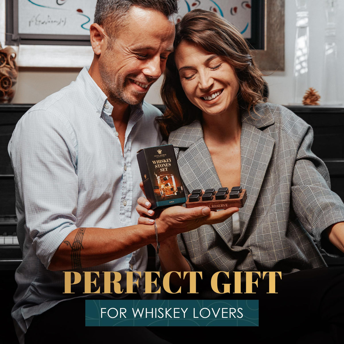 Royal Reserve natural black granite cubes chilling whiskey
